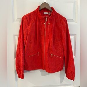 Chicos Eyelet Jacket Orange Red Size 8 US Chicos 1